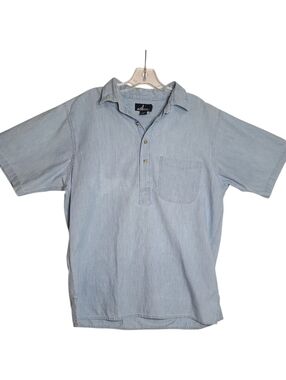Vtg Sperry Top-Sider Blue Cotton Chambray Popover Shirt Men's M